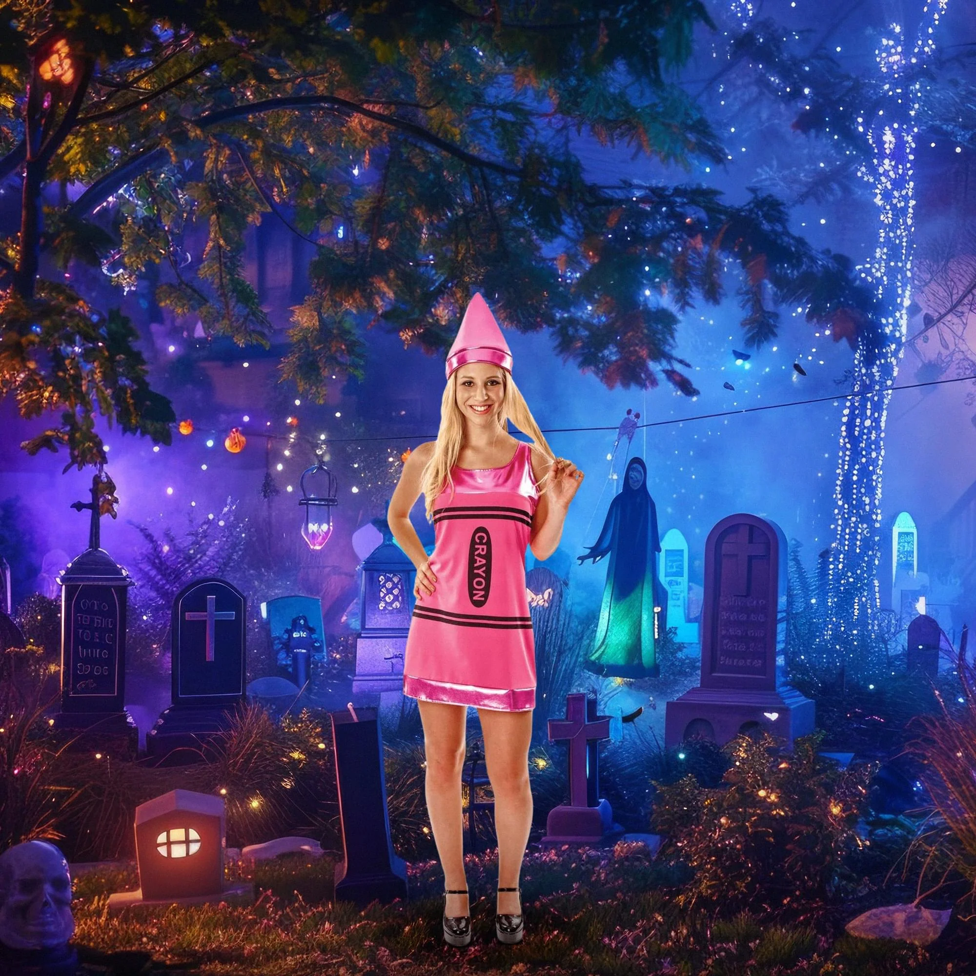 Women's Pink Crayon Costume Dress - Image 5