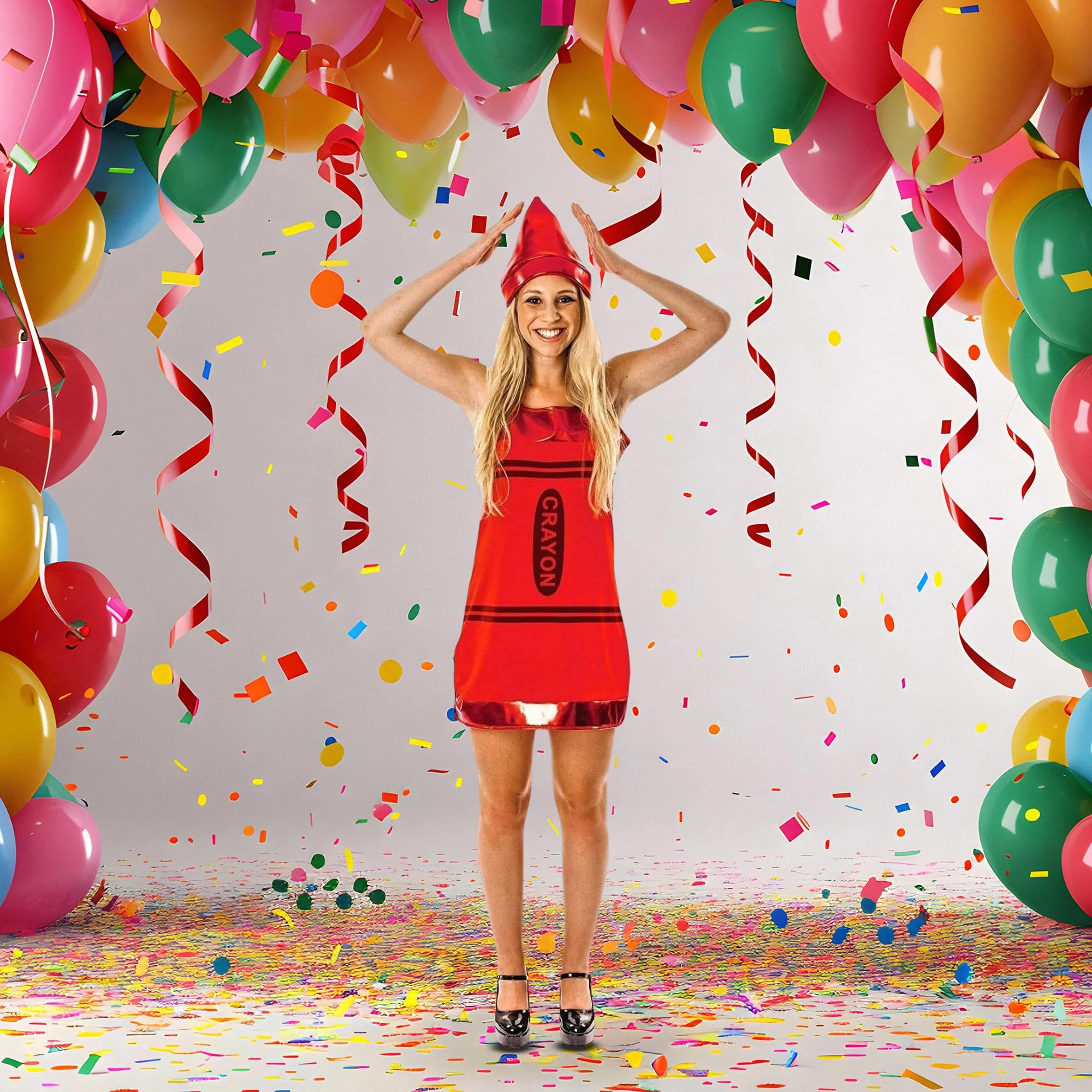 Women's Red Crayon Costume Dress - Image 5