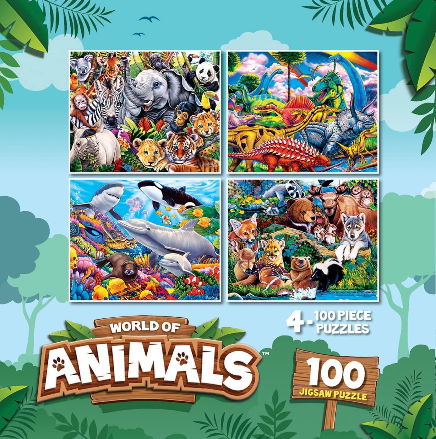 World of Animals 100 Piece Jigsaw Puzzle 4-Pack - Image 3