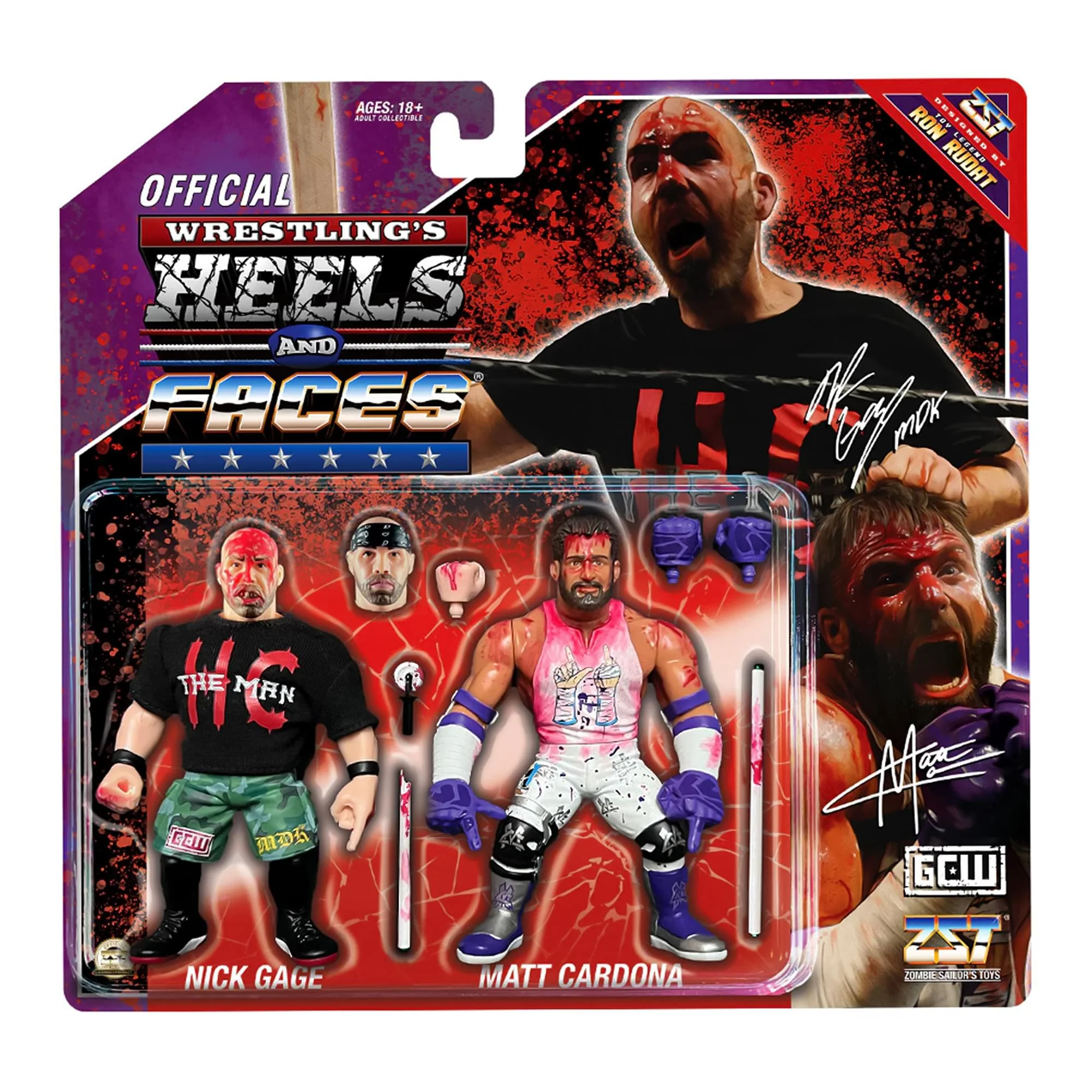 Wrestling's Heels and Faces Retro Action Figure | Nick Gage & Matt Cardona 2 Pack - Image 2