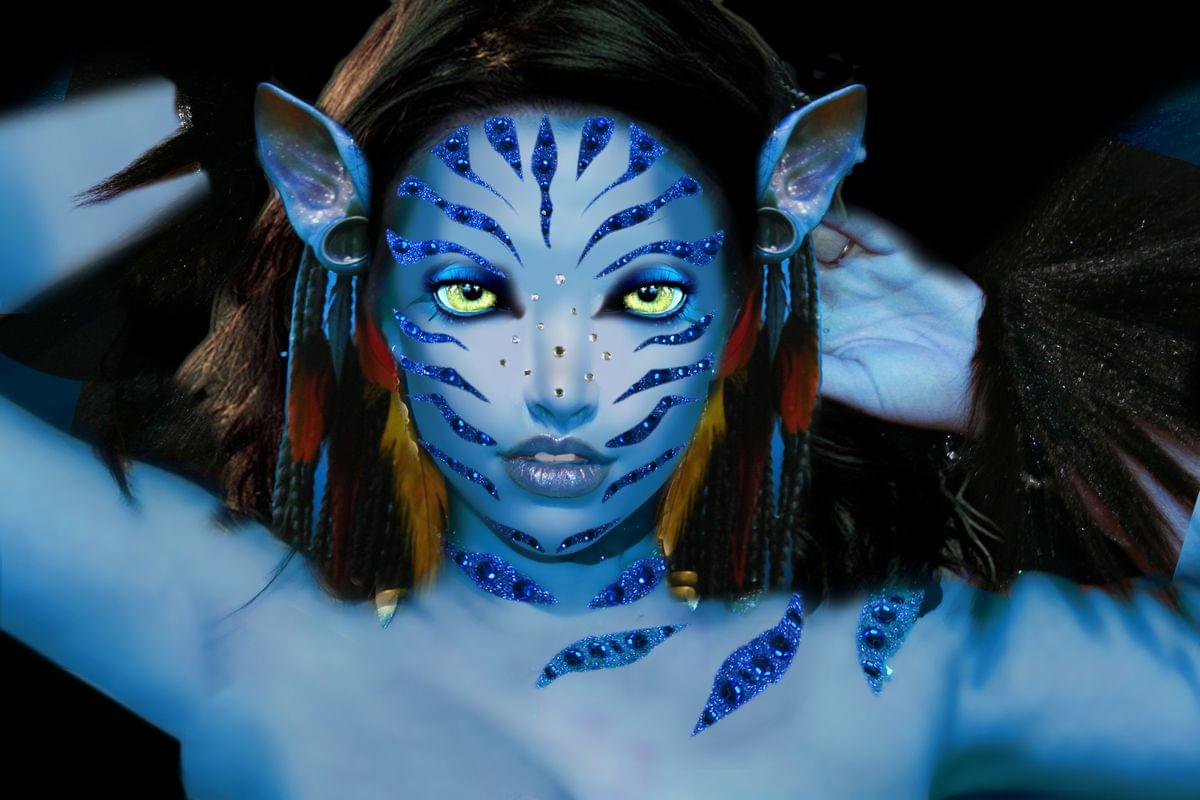 Xotic Blue Costume Rhinestone Body Art Sticker Set - Vatara Stripes