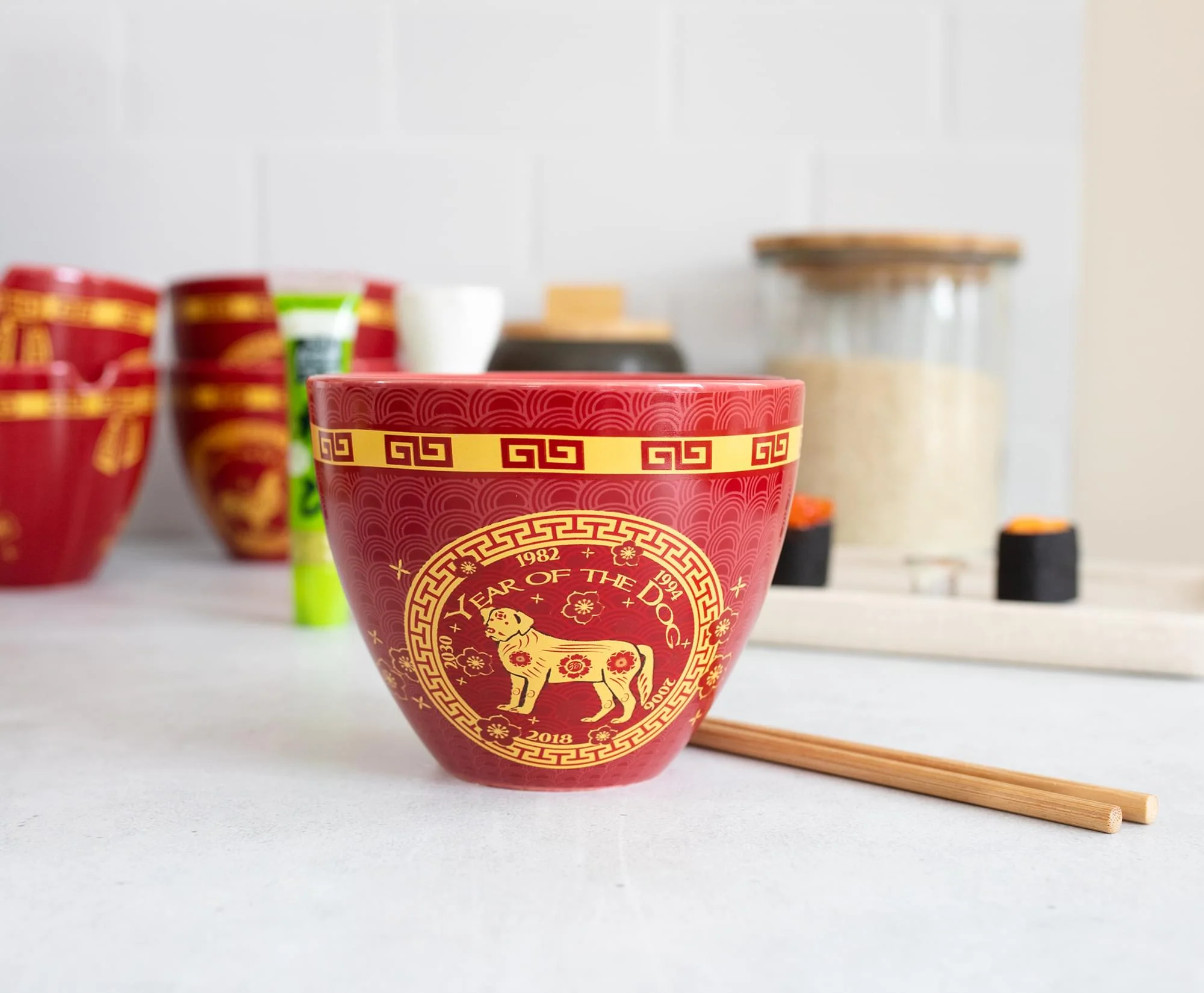 Year Of The Dog Chinese Zodiac 16-Ounce Ramen Bowl and Chopstick Set - Image 4