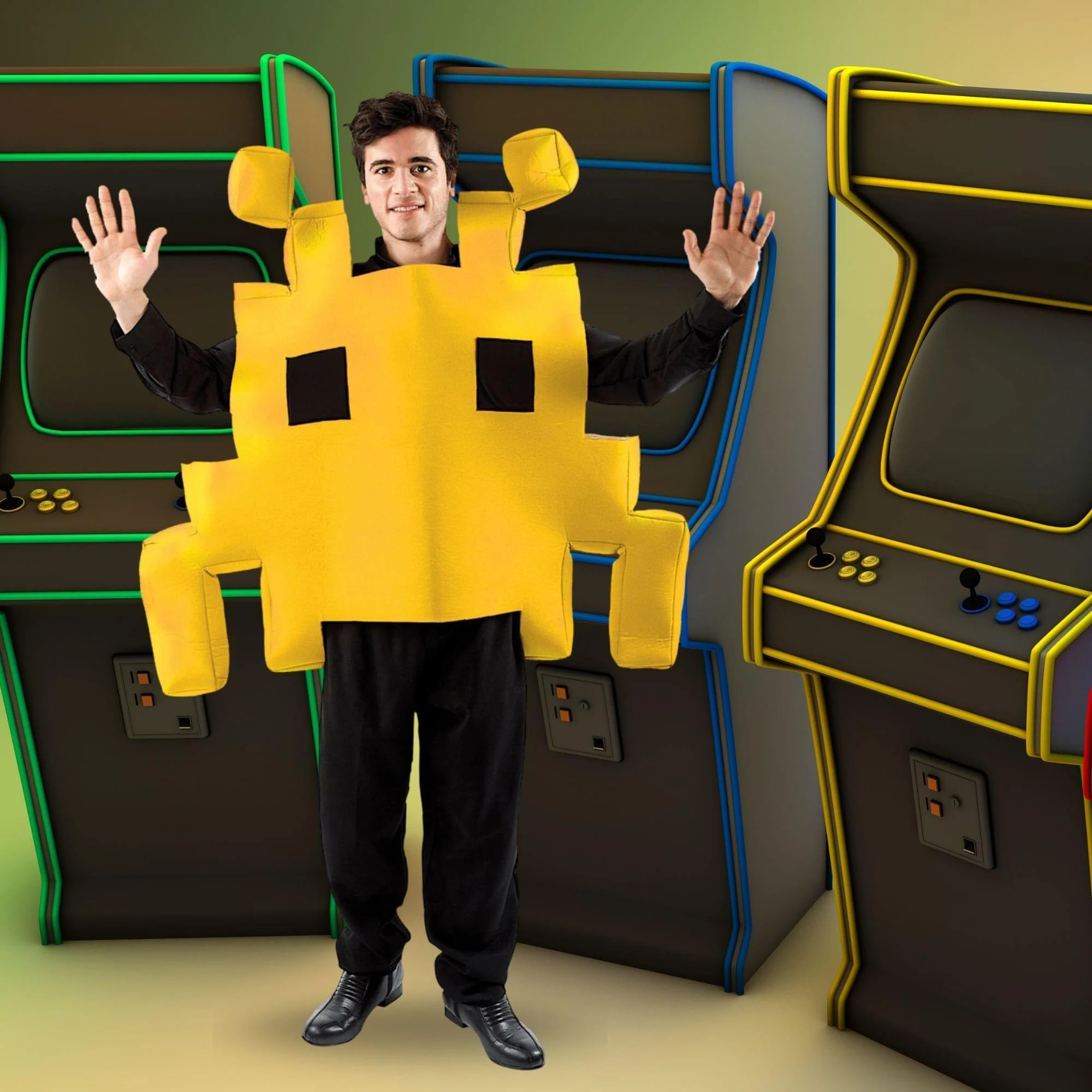 Yellow Space Arcade Game Adult Costume - Image 4