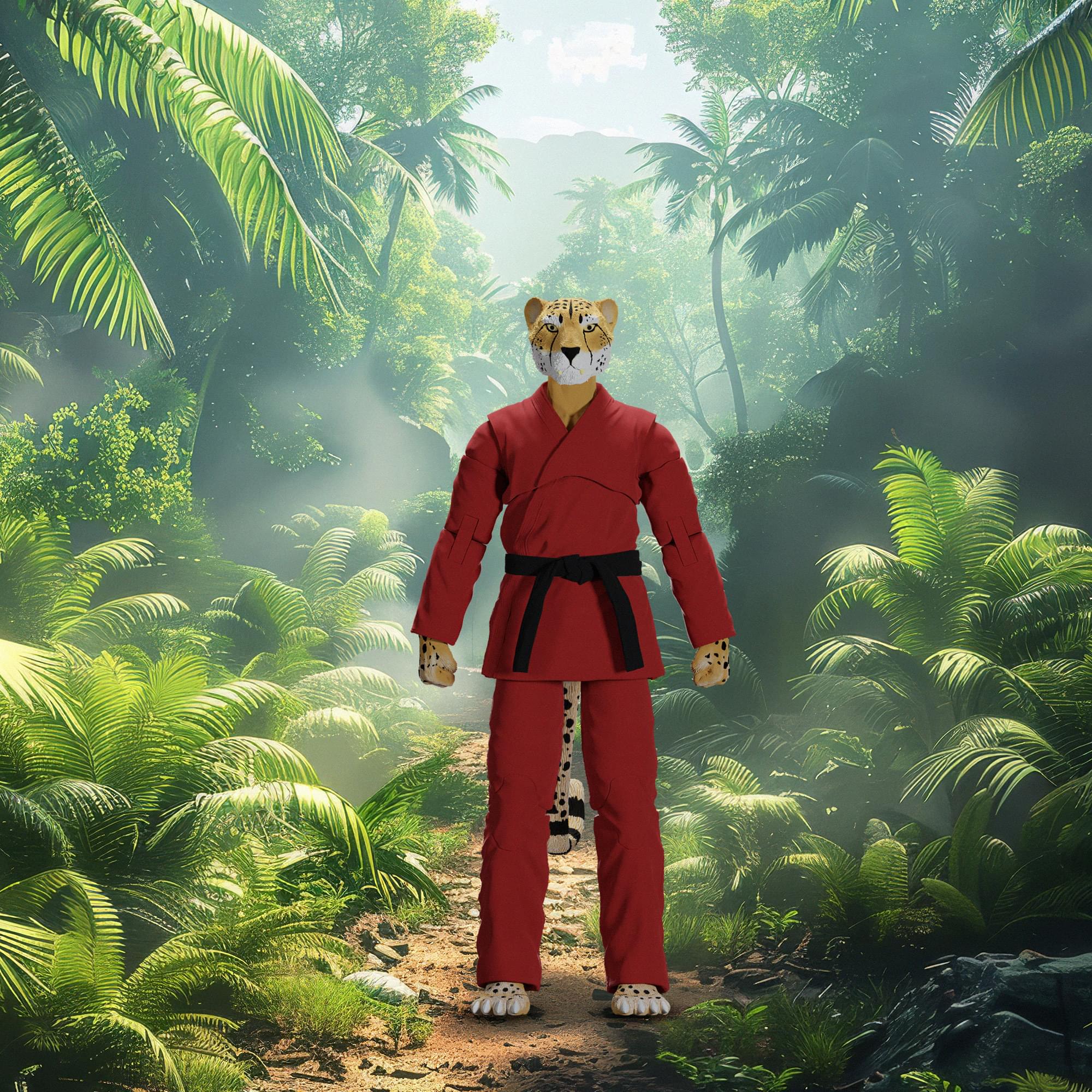 Zoo Jitsu Fighters 6 Inch Action Figure | Chico the Cheetah with Red Gi - Image 4