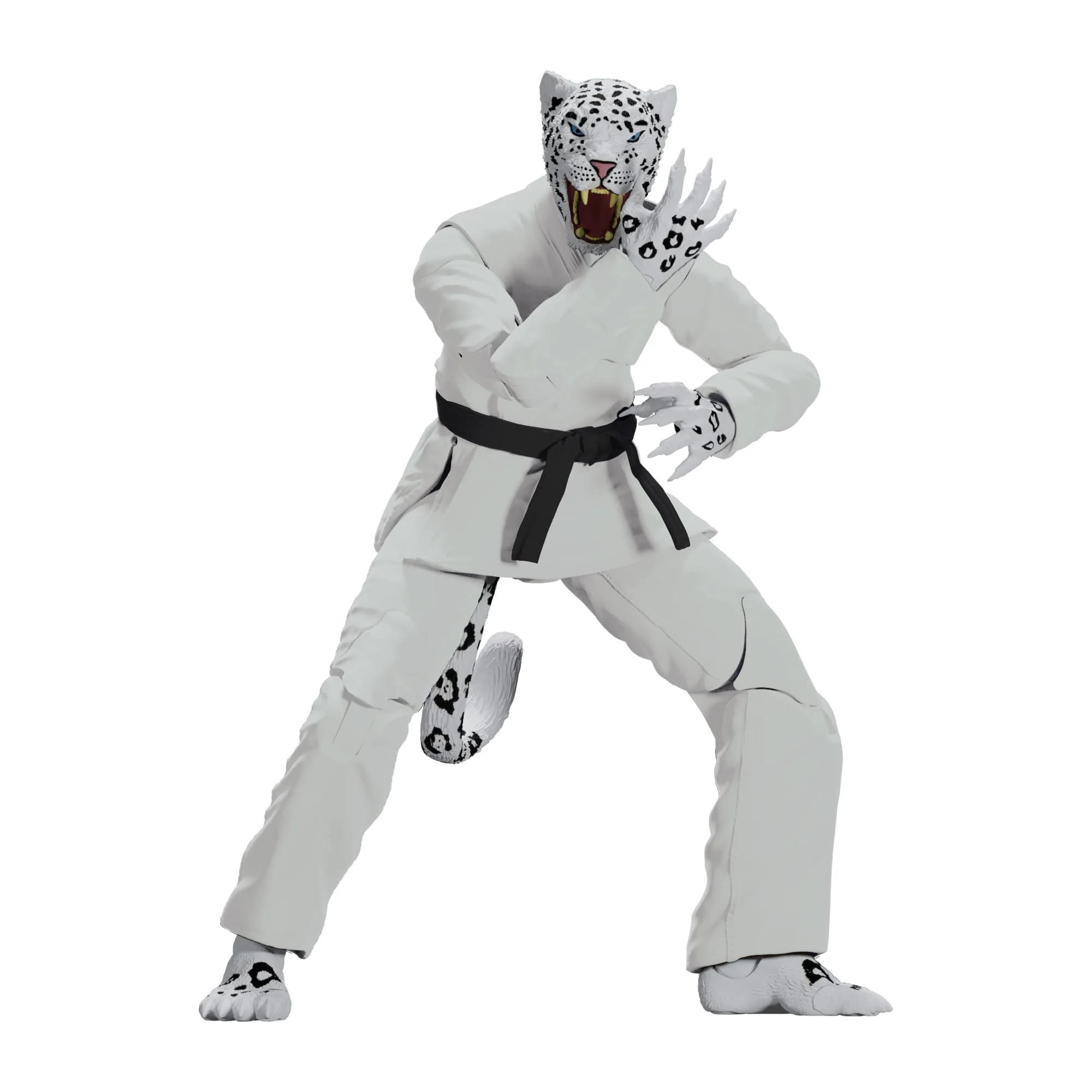 Zoo Jitsu Fighters 6 Inch Action Figure | Shadow the Snow Leopard with White Gi - Image 3